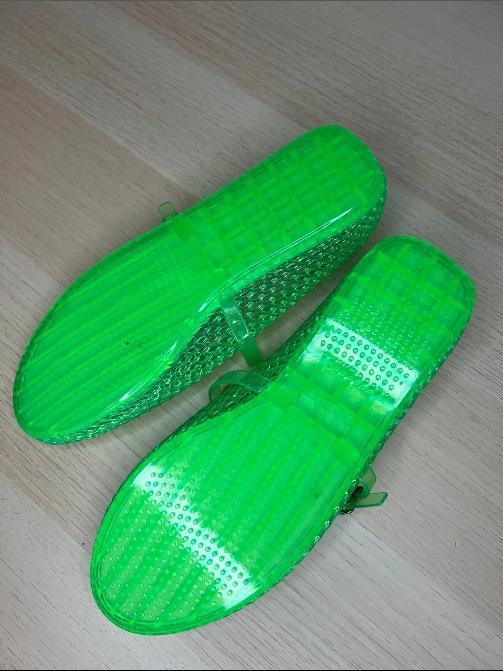 Transparent Green Jelly Mary Jane Flats, Women’s Size 7, Forever
